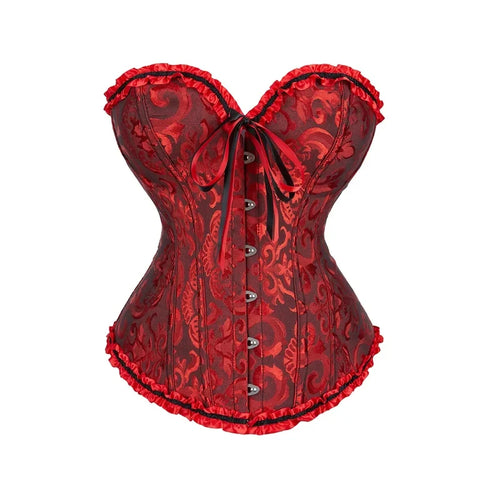 Floral Lace-Up Overbust Corset