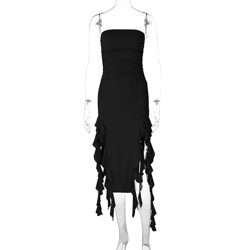 The Seraphine Rapture — Gothic Ruffled Maxi Dress
