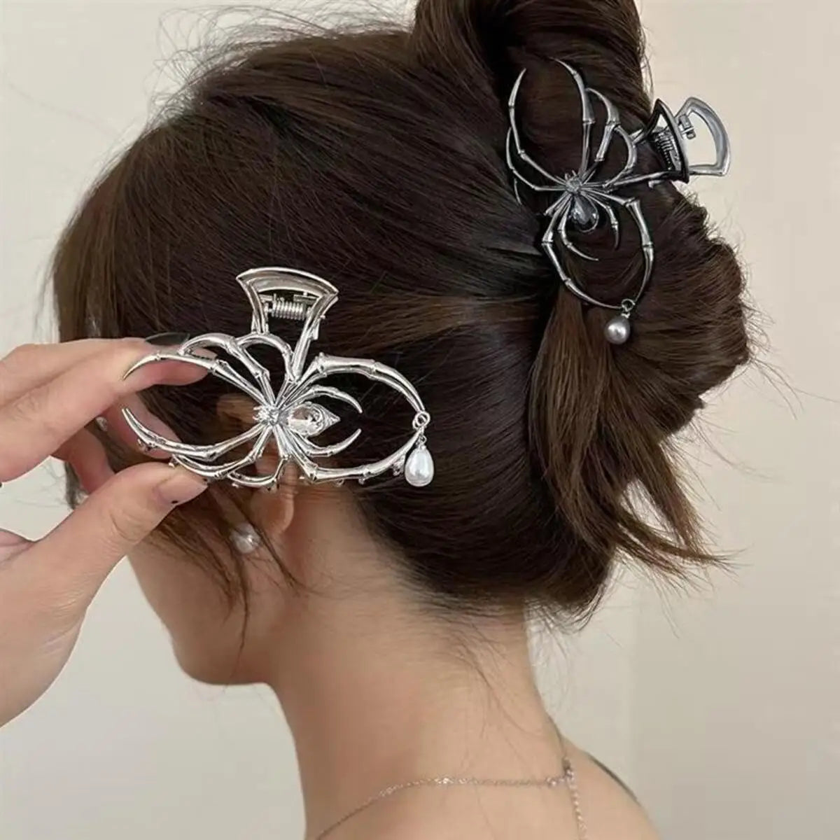 Spider Hair Claw Clip with Pearl Charm