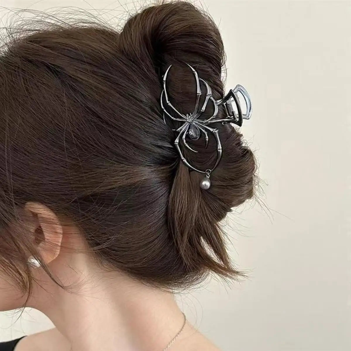 Spider Hair Claw Clip with Pearl Charm