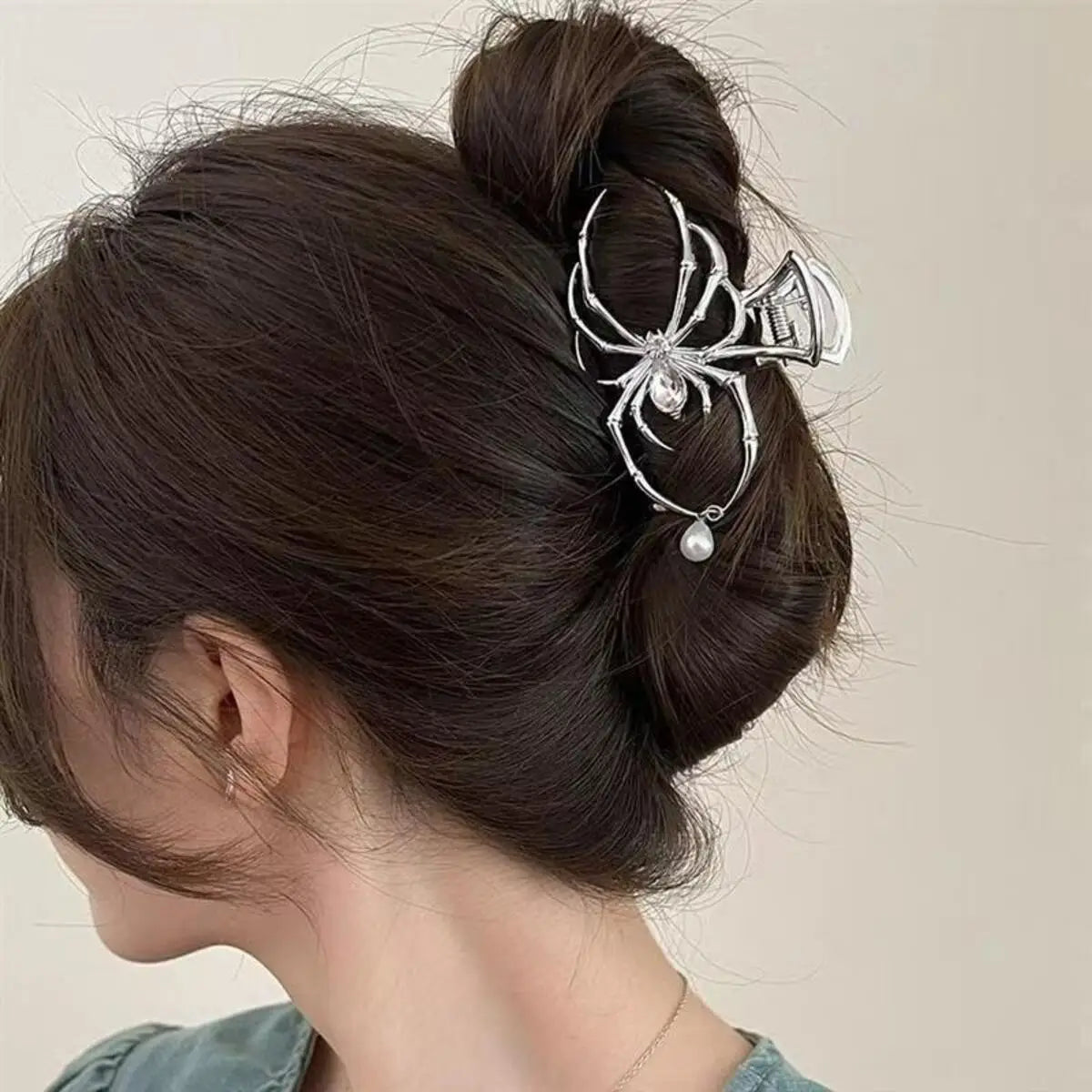 Spider Hair Claw Clip with Pearl Charm