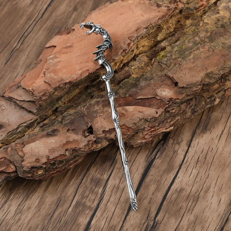 Silver Dragon Hair Stick – Celtic Knotwork Design