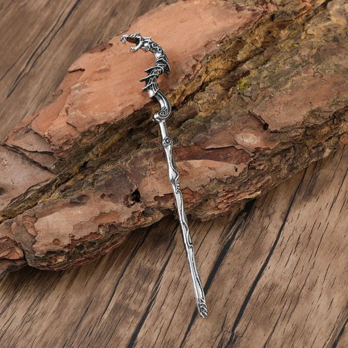 Silver Dragon Hair Stick – Celtic Knotwork Design