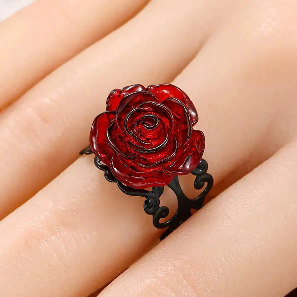 Crimson Rose Vine Ring