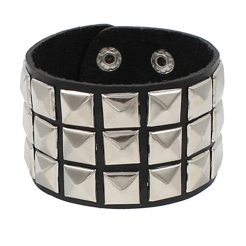 Leather Studded Gothic Bracelet (Adjustable)