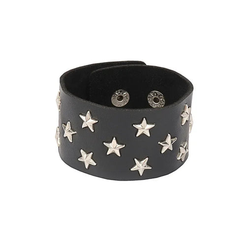 Leather Studded Gothic Bracelet (Adjustable)