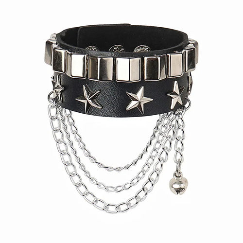 Leather Studded Gothic Bracelet (Adjustable)
