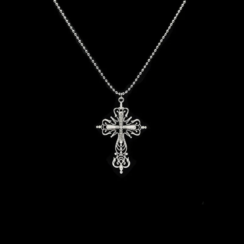 Gothic Cross Crystal Pendant Necklace
