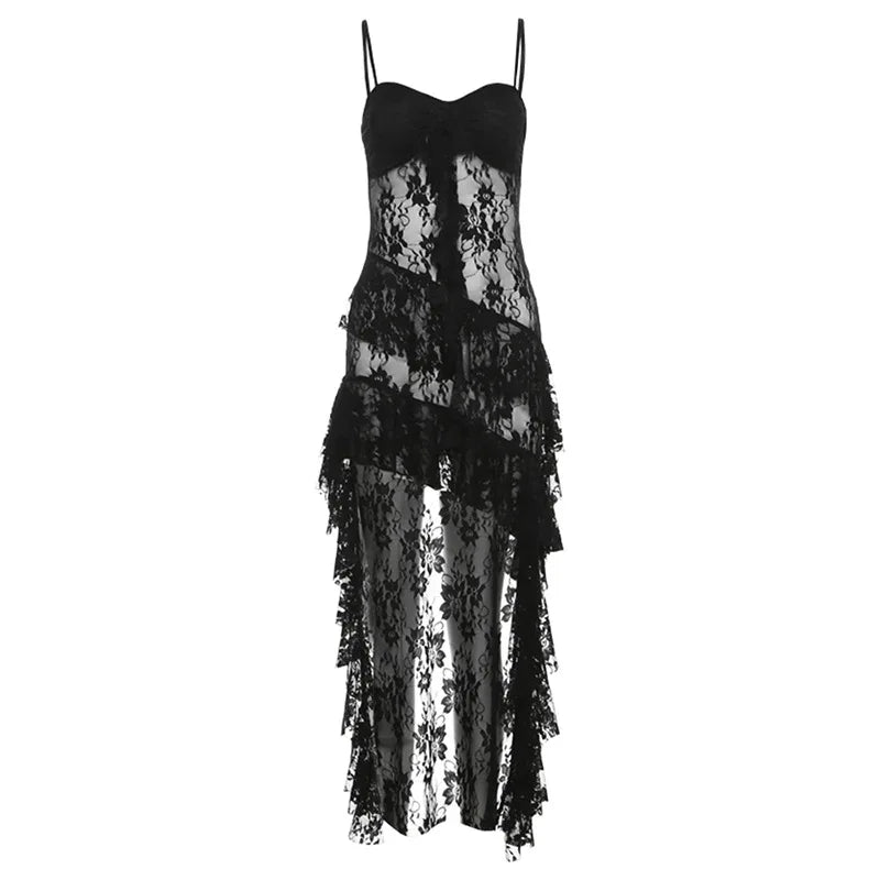 The Widow’s Lament — Gothic Strapless Ruffle Dress