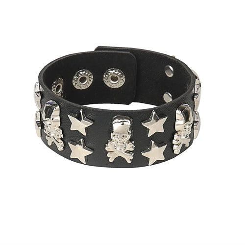 Leather Studded Gothic Bracelet (Adjustable)
