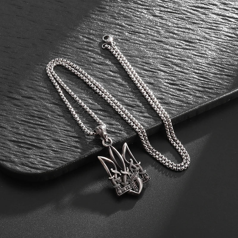 Gothic Trident Pendant Necklace