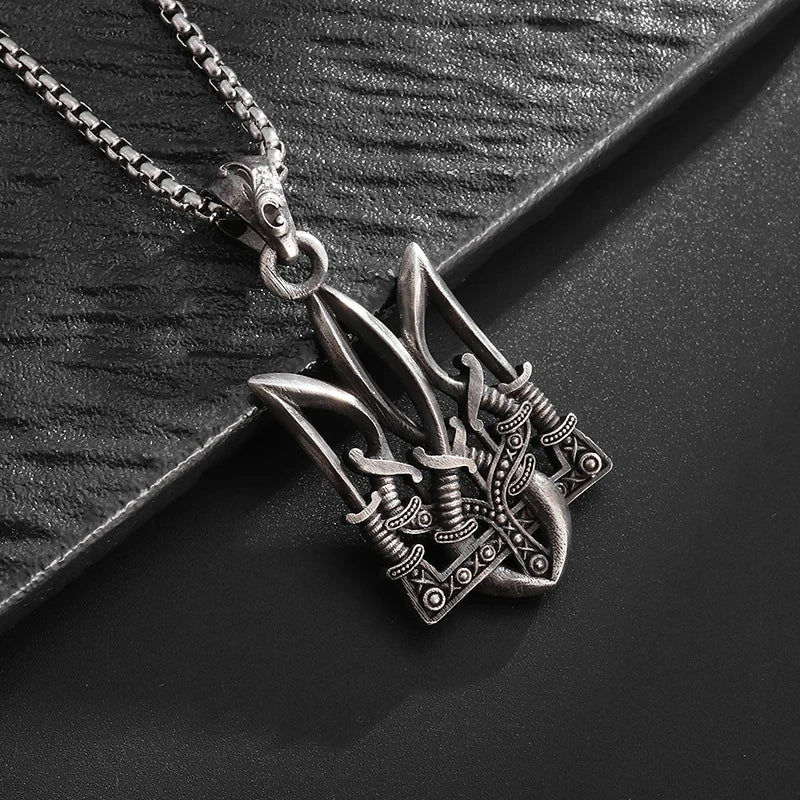 Gothic Trident Pendant Necklace