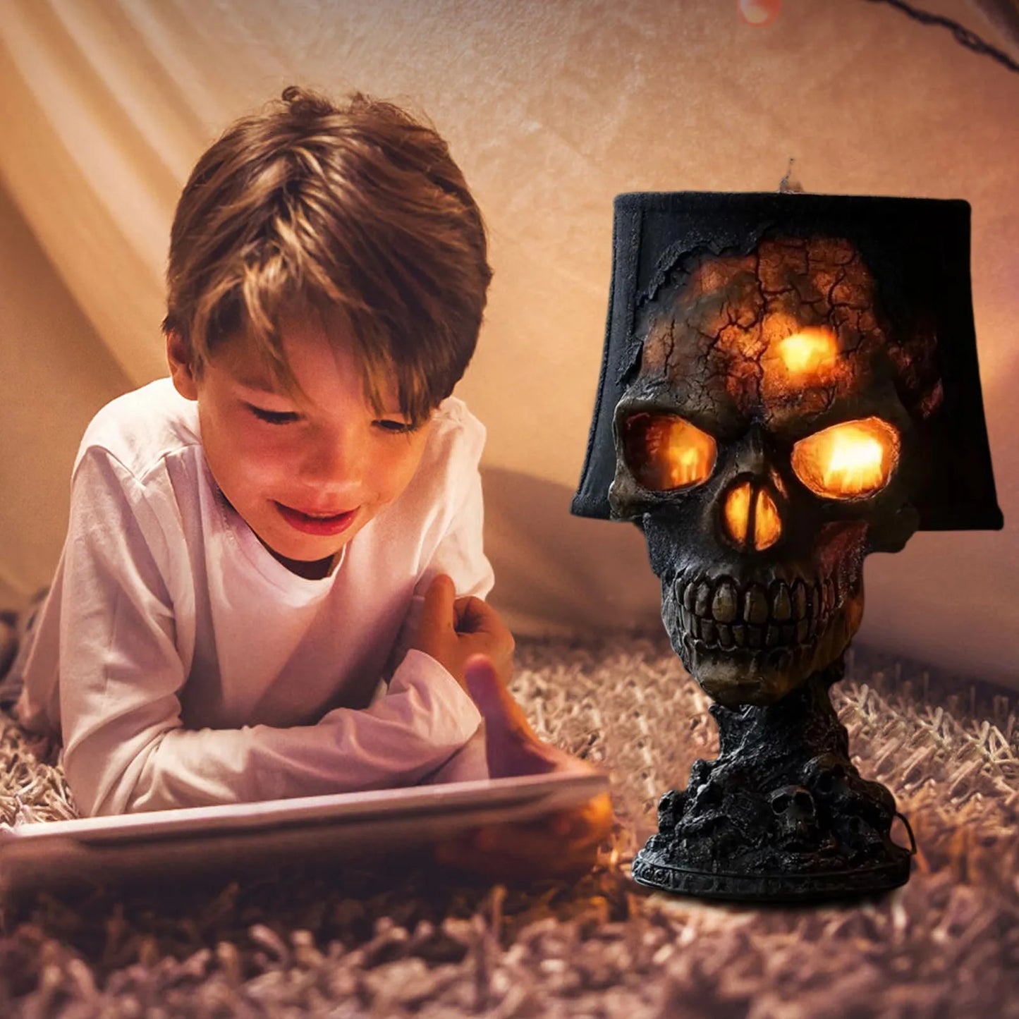 Lava Stone Skull Lamp — The Obsidian Ember