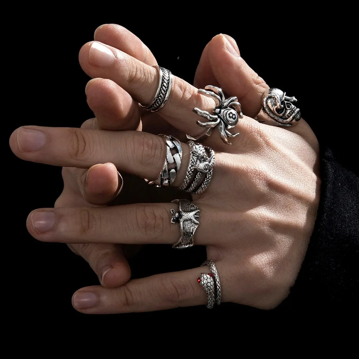 Gothic Skeleton Ring Set