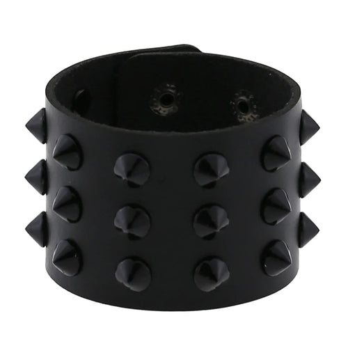 Leather Studded Gothic Bracelet (Adjustable)
