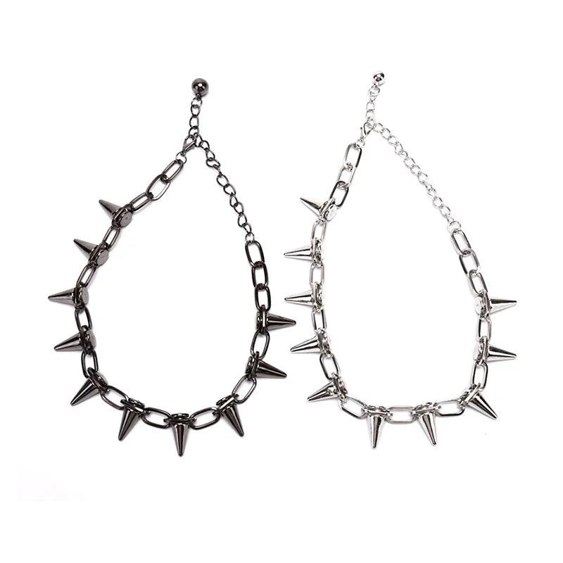 Gothic Rivet Spike Choker Necklace