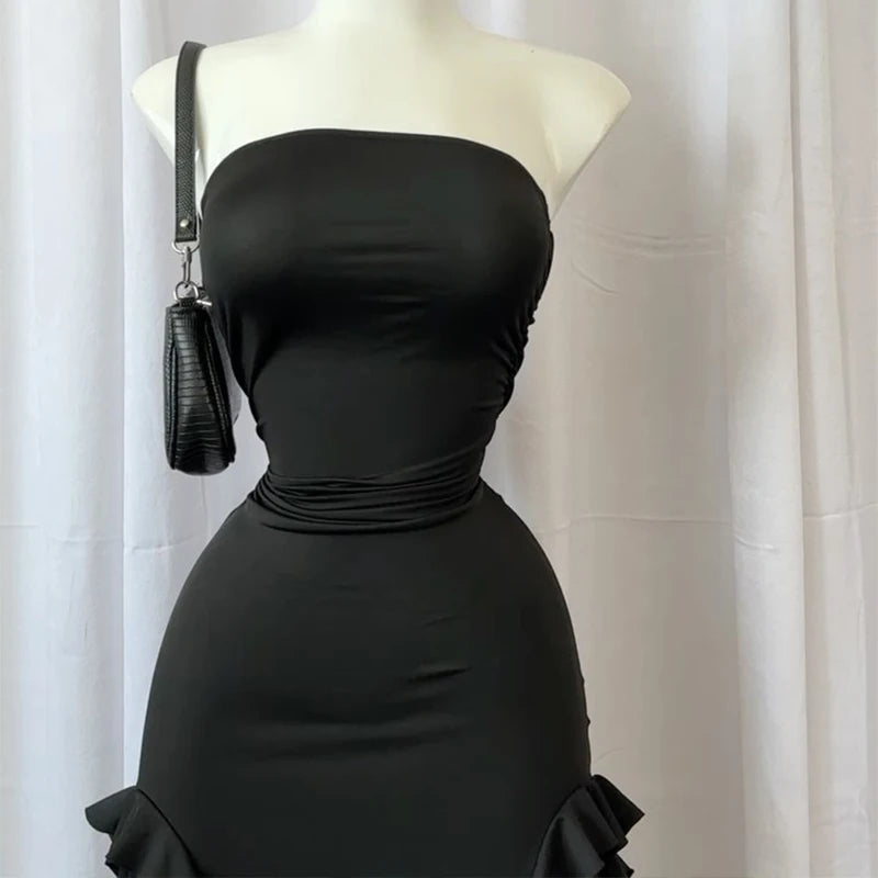 The Seraphine Rapture — Gothic Ruffled Maxi Dress