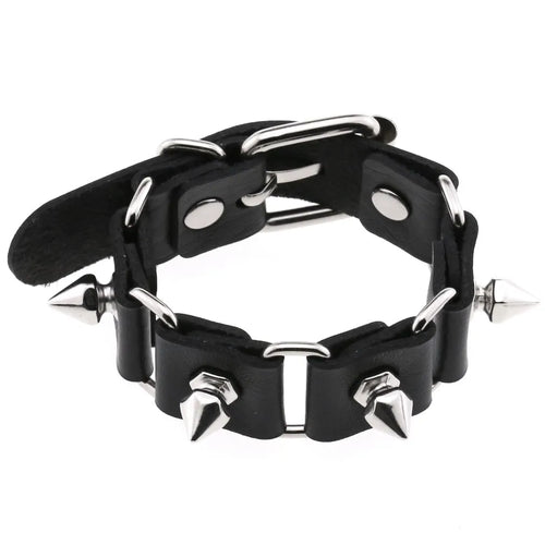 Leather Studded Gothic Bracelet (Adjustable)