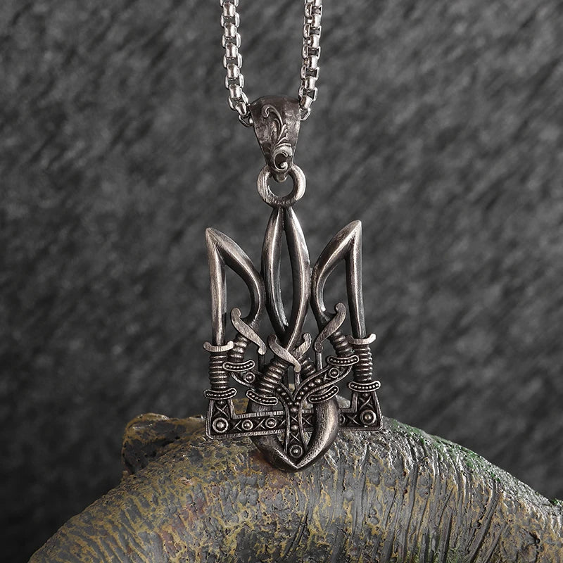 Gothic Trident Pendant Necklace
