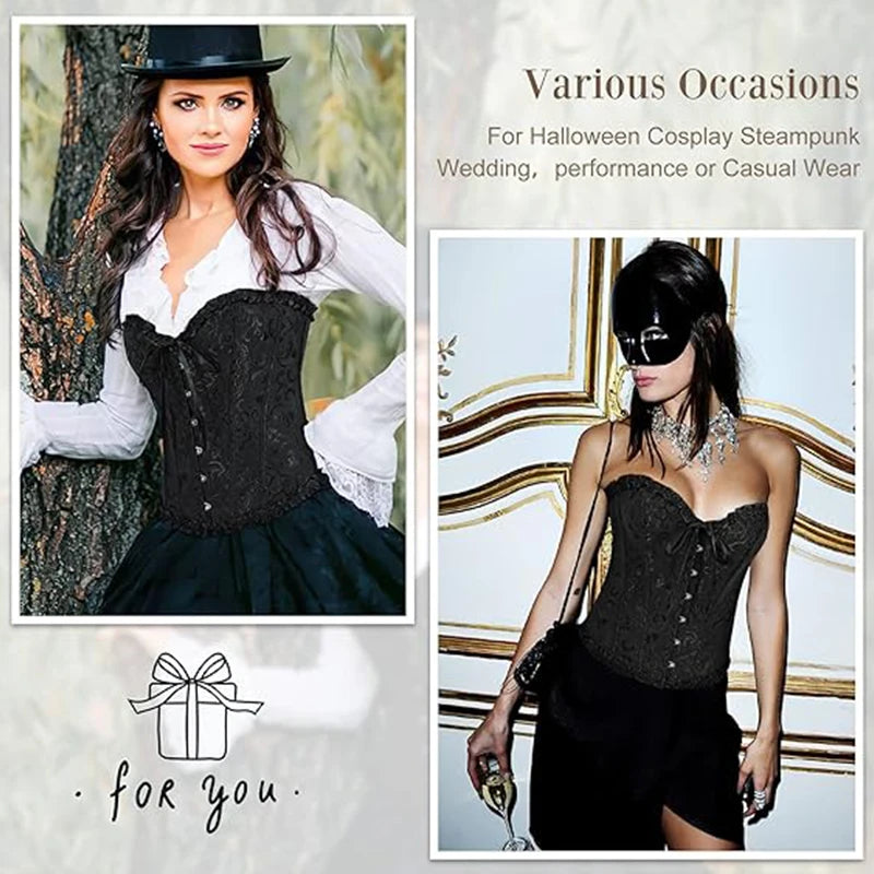 Floral Lace-Up Overbust Corset