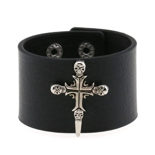 Leather Studded Gothic Bracelet (Adjustable)