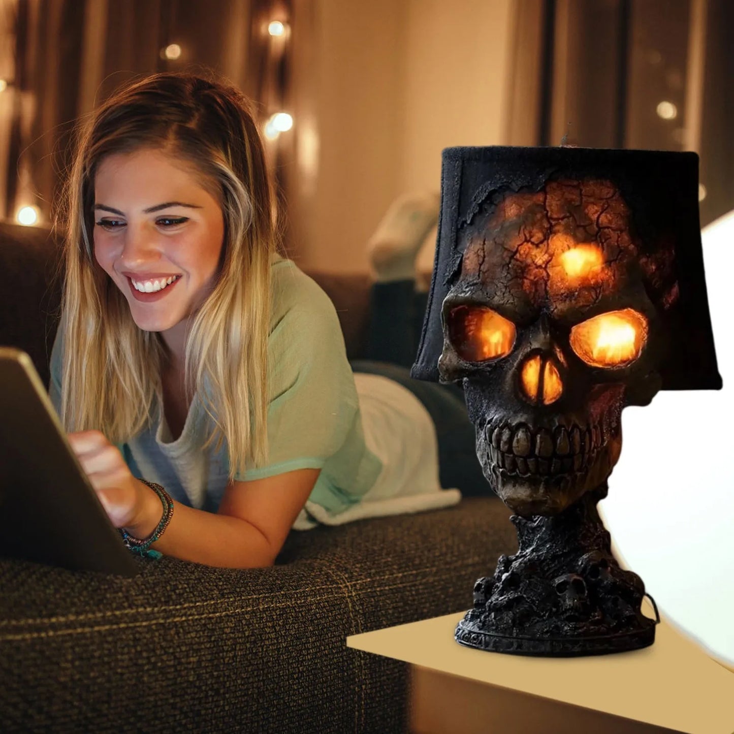 Lava Stone Skull Lamp — The Obsidian Ember