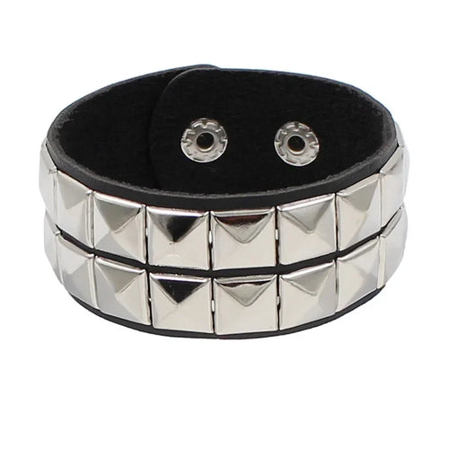 Leather Studded Gothic Bracelet (Adjustable)