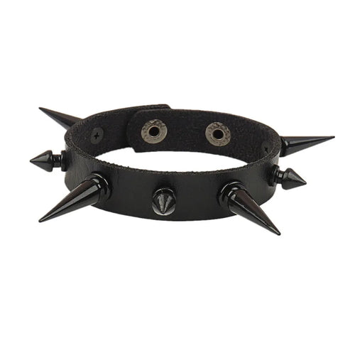 Leather Studded Gothic Bracelet (Adjustable)
