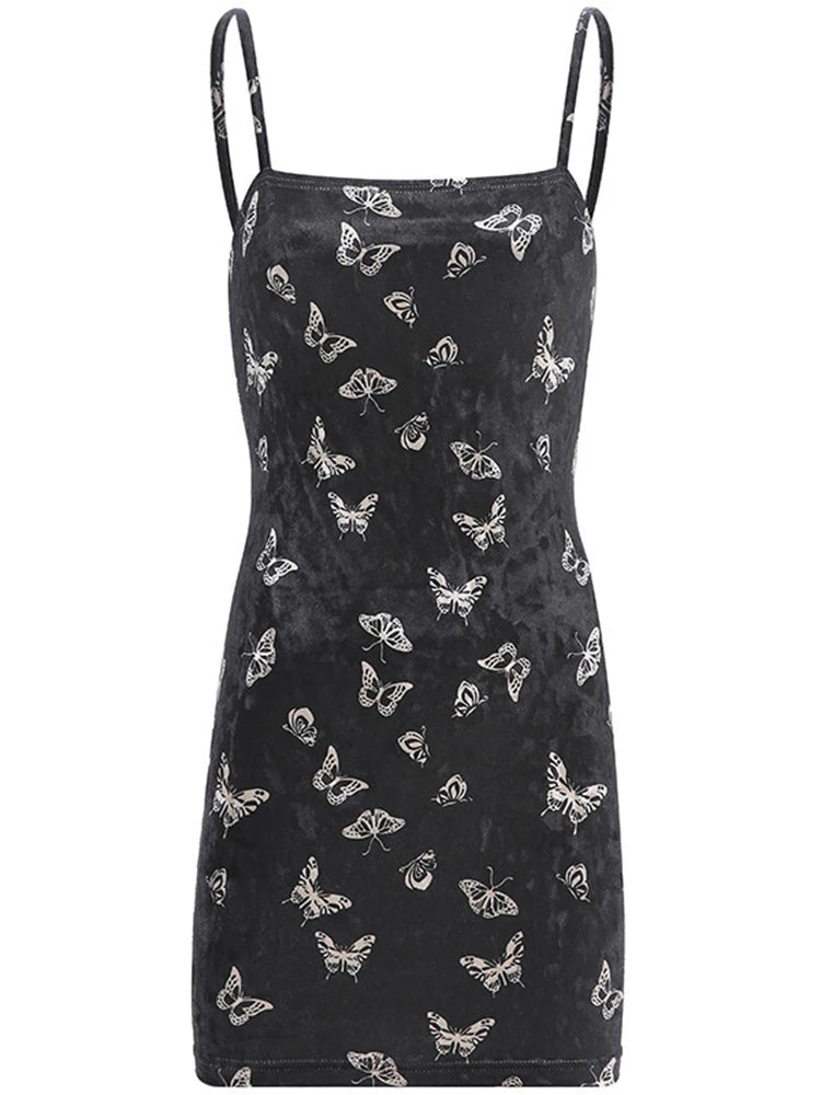 The Velvet Moth — Gothic Spaghetti Strap Mini Dress