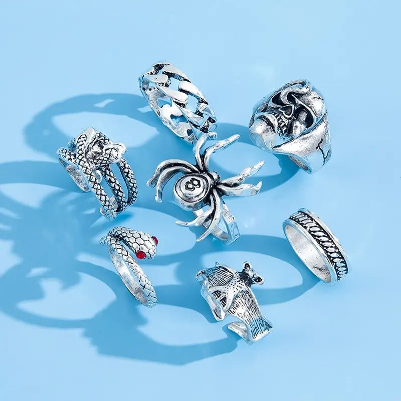 Gothic Skeleton Ring Set