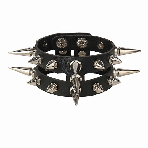 Leather Studded Gothic Bracelet (Adjustable)