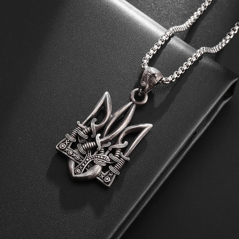 Gothic Trident Pendant Necklace
