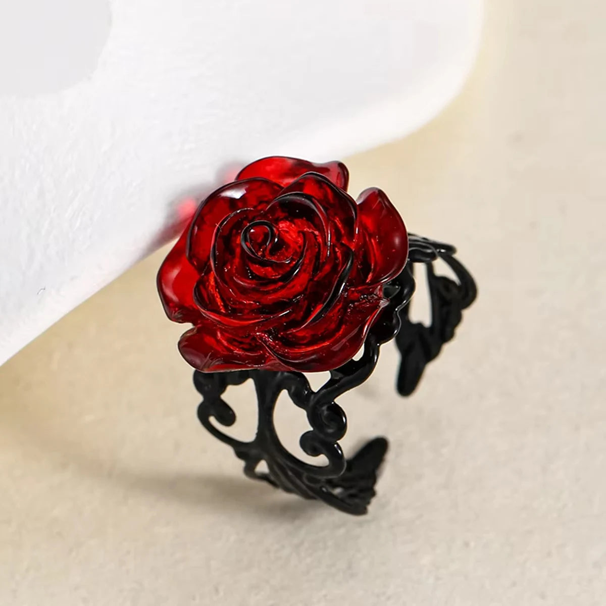 Crimson Rose Vine Ring