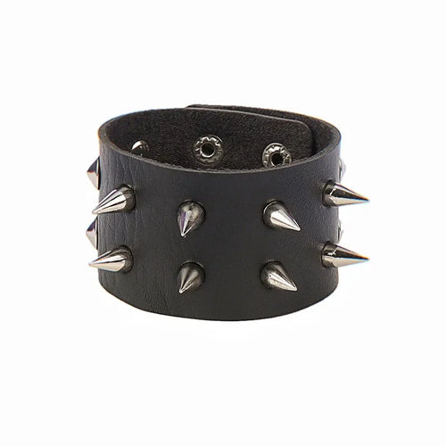 Leather Studded Gothic Bracelet (Adjustable)