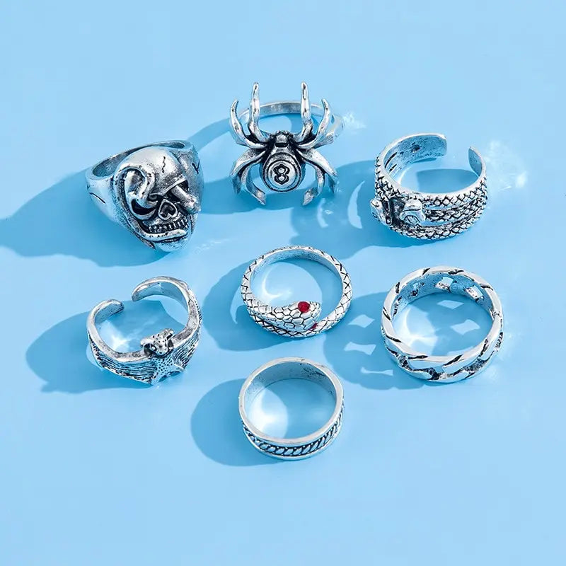 Gothic Skeleton Ring Set