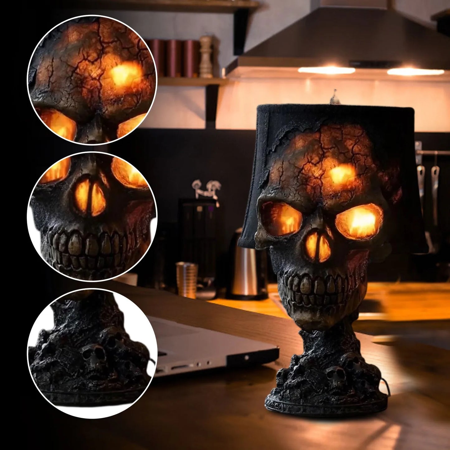 Lava Stone Skull Lamp — The Obsidian Ember