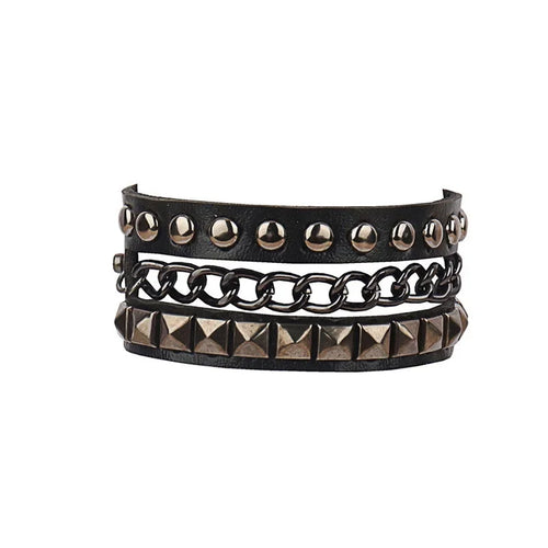 Leather Studded Gothic Bracelet (Adjustable)