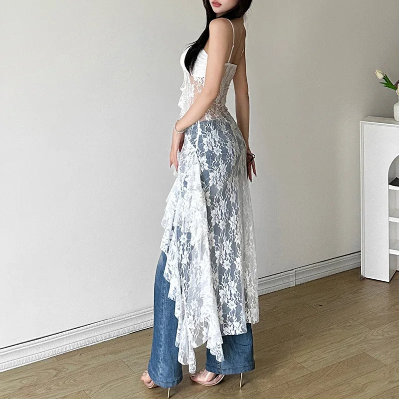 The Widow’s Lament — Gothic Strapless Ruffle Dress