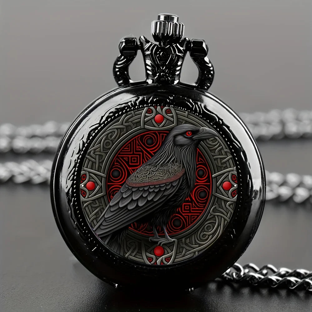 The Raven’s Oath — Gothic Pocket Watch Necklace