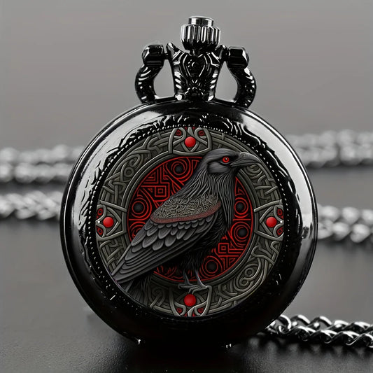 The Raven’s Oath — Gothic Pocket Watch Necklace