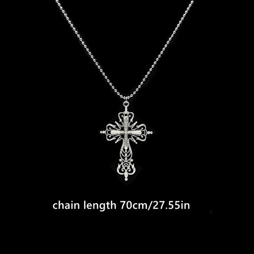 Gothic Cross Crystal Pendant Necklace