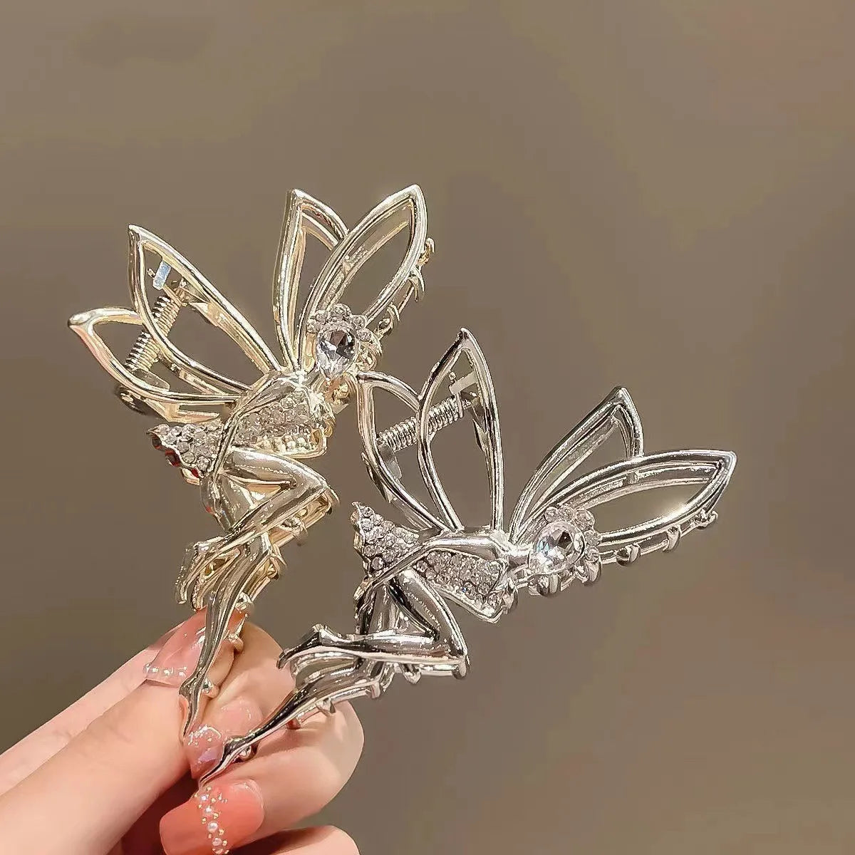 Enchanted Fairy Hair Claw – Rhinestone Metallic Design