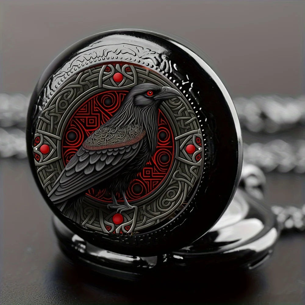 The Raven’s Oath — Gothic Pocket Watch Necklace