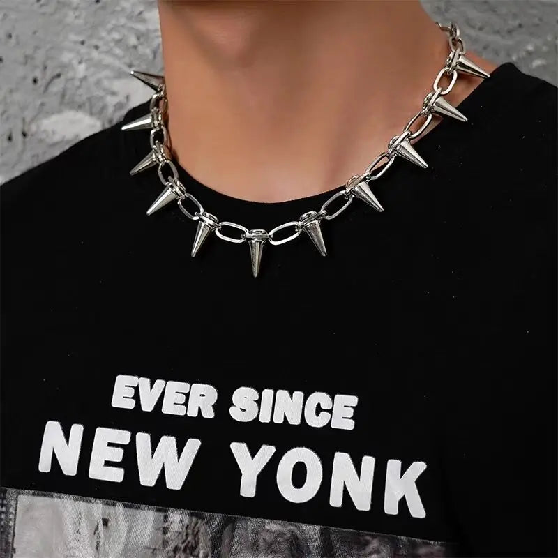 Gothic Rivet Spike Choker Necklace