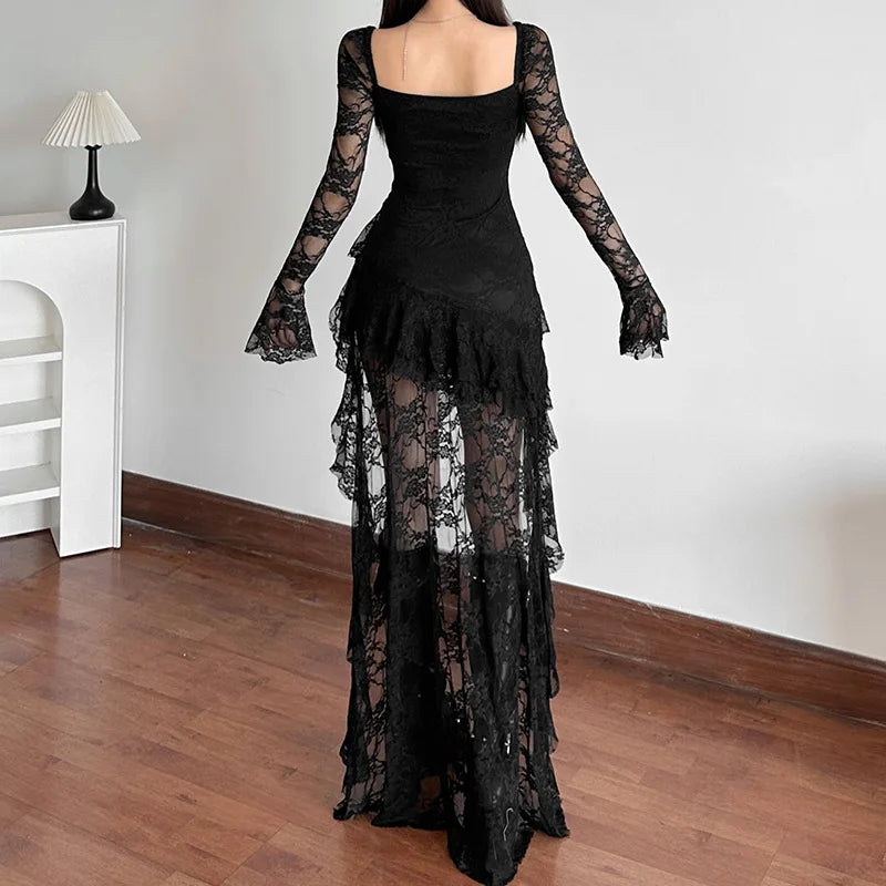 The Moonlit Relic — Gothic Lace A-Line Gown