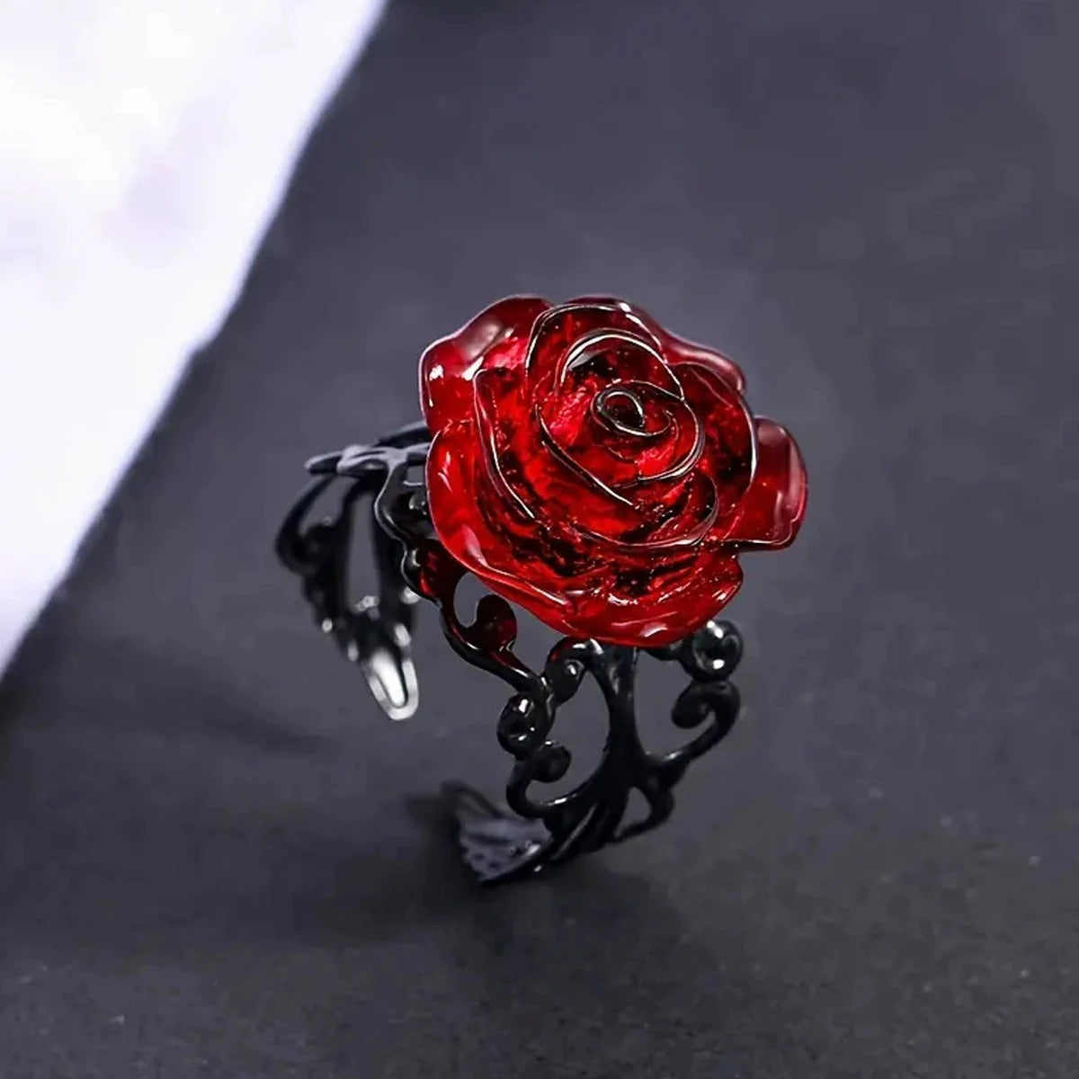 Crimson Rose Vine Ring