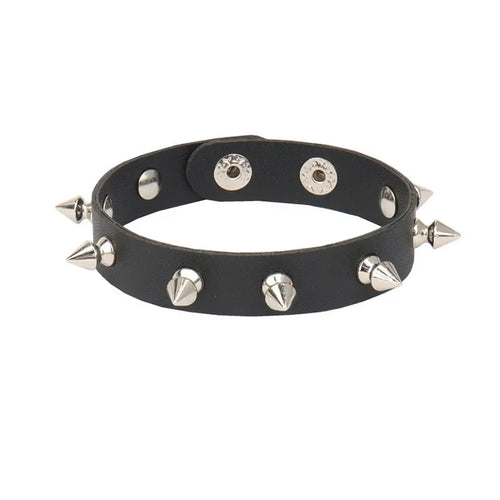 Leather Studded Gothic Bracelet (Adjustable)