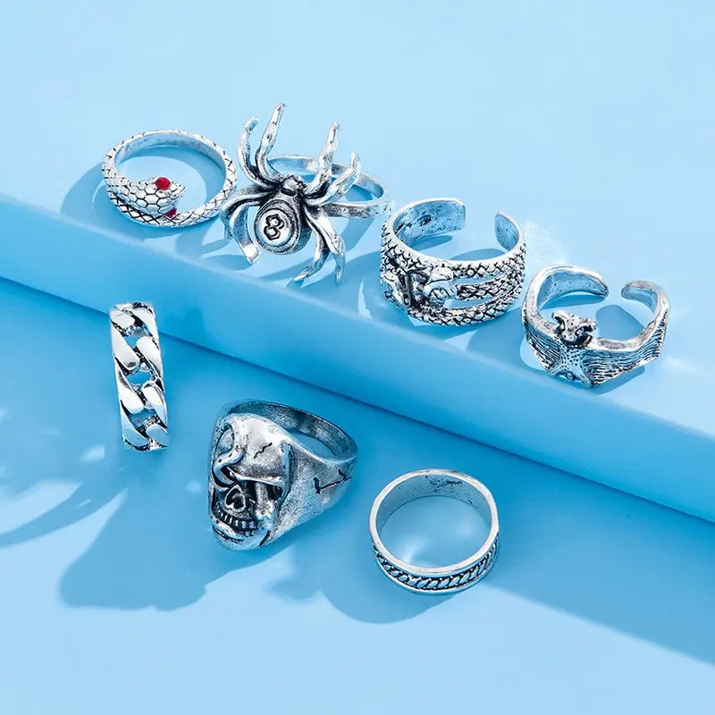 Gothic Skeleton Ring Set