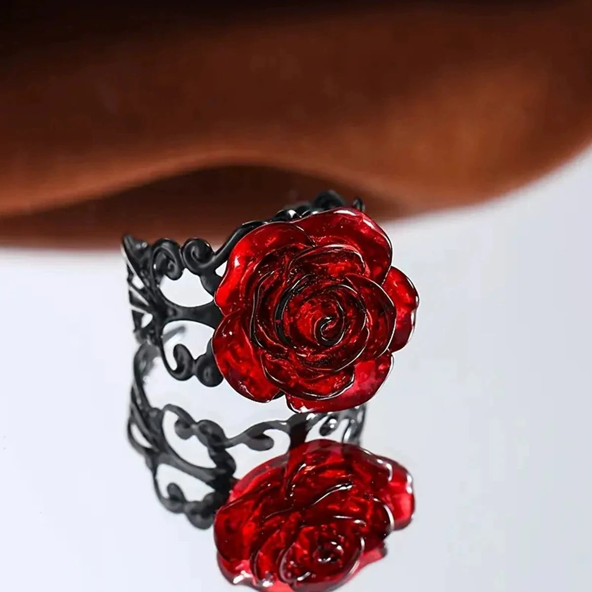 Crimson Rose Vine Ring
