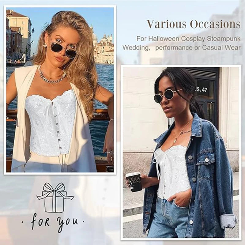 Floral Lace-Up Overbust Corset